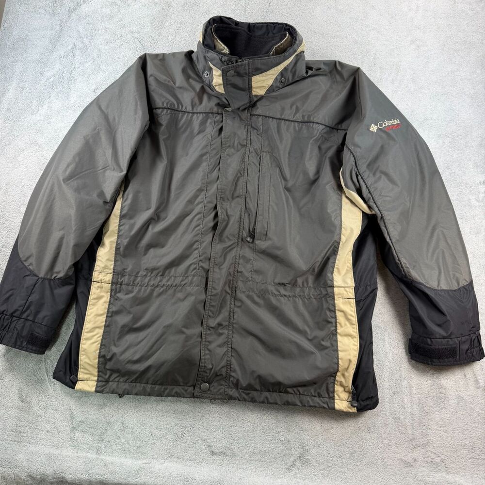 Vintage Columbia Mens XL Interchange 3 in 1 Jacket Fleece Liner Gray Tan